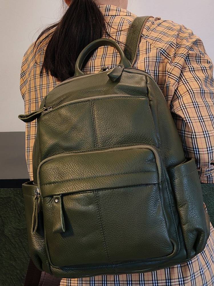 Genuine Leather Backpack - Zency Top Layer Cowhide Backpack High-quality
