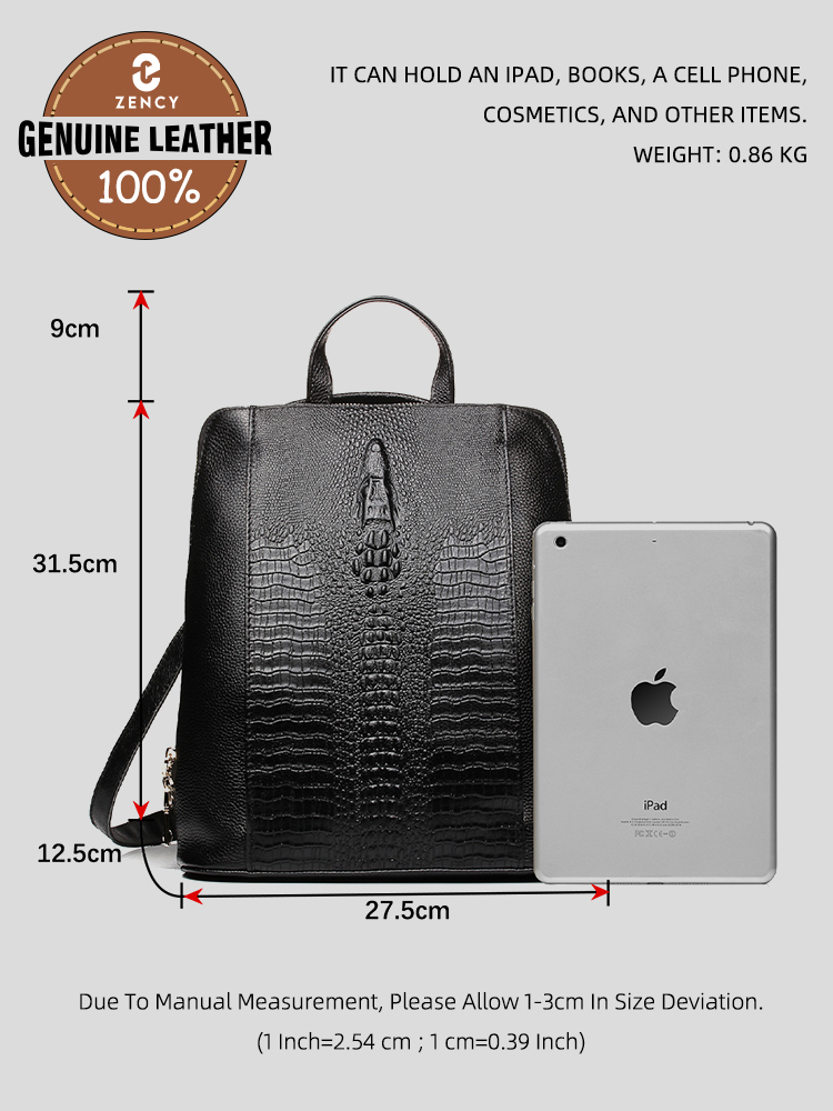 Zency Women's Crocodile Leathe - огляд і ціна Genuine Leather Backpack